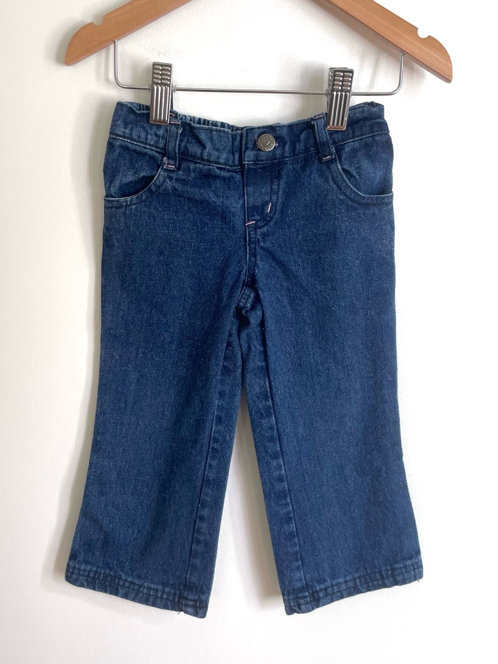 $3 💥Vintage Y2K Flared Boot Cut Jeans, Medium-Dark Indigo Wash, Elastic Waist
